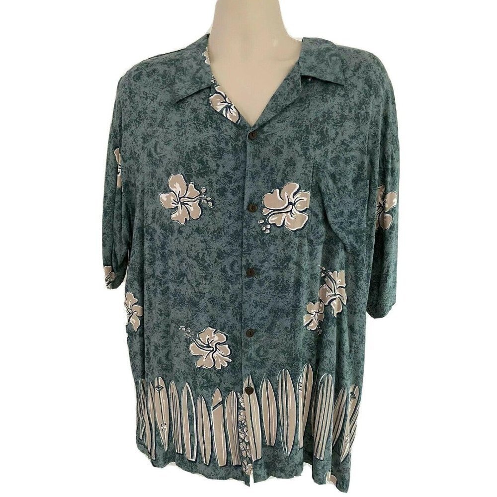 Vintage Pineapple Connection Green Hawaiian Shirt